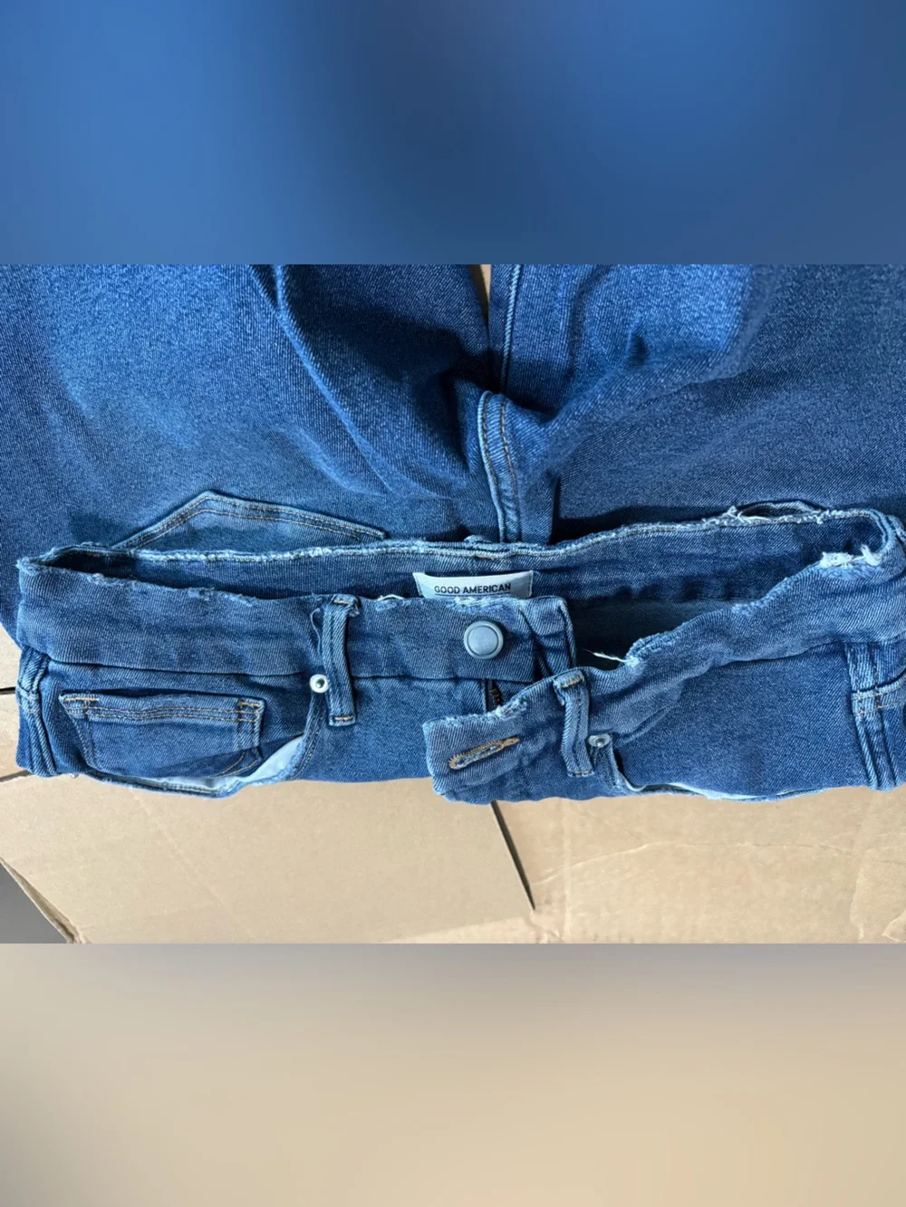Good American Medium Blue Distressed Good Curve Skinny Jeans